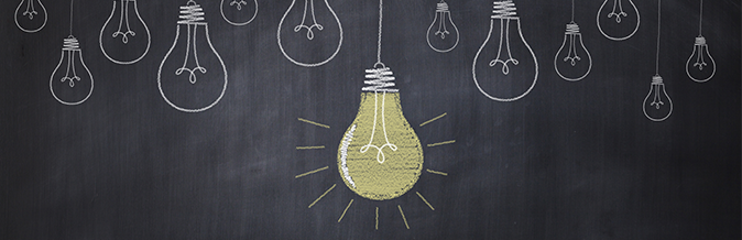 lightbulbs on a chalkboard