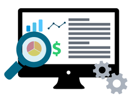 magnifying glass looking at a computer