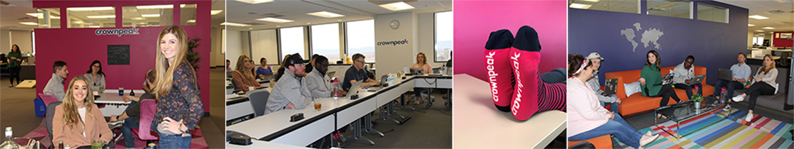 Collage of Crownpeak team in Los Angeles, Denver and London offices