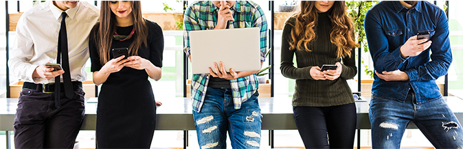 Mobile Devices Group of People