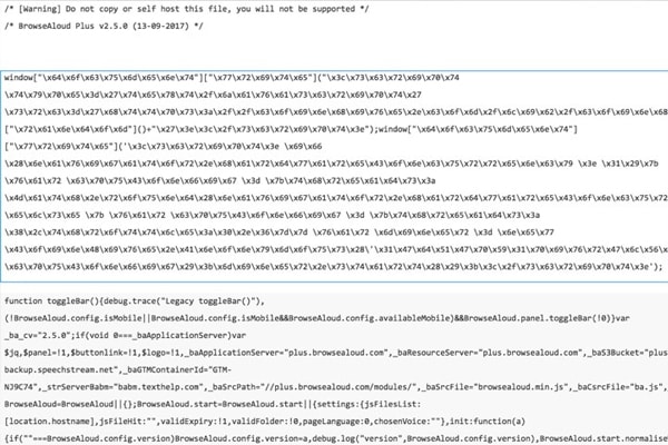 Diagram 1: BrowseAloud file containing malware exploit