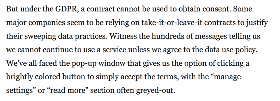 We've all faced the pop-up window that gives us the option of clicking a brightly colored button to simply accept the terms