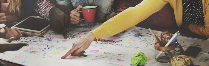 Brainstorming at a whiteboard