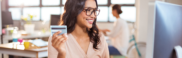 Woman on desktop computer
