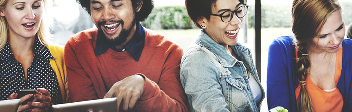 Team looking at tablet