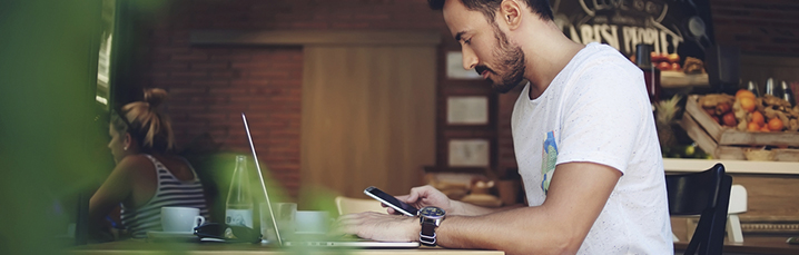 Person working in a cafe