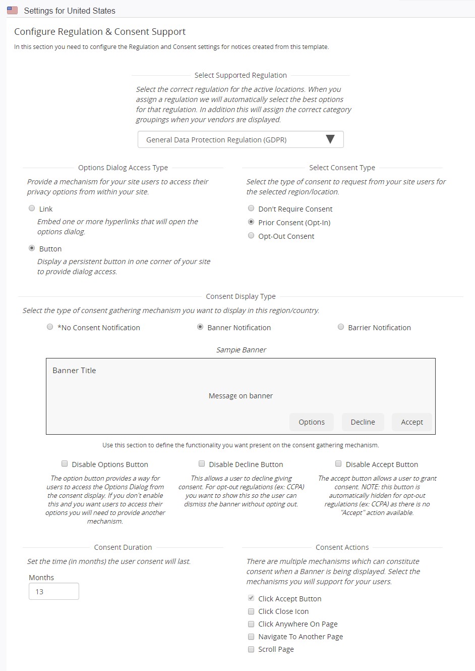 updated user interface settings