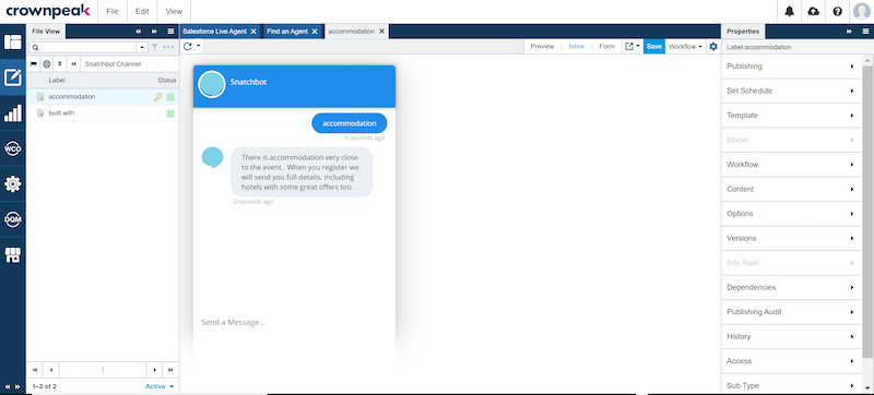 chatbot screenshot